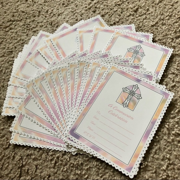 First Communion 25 Invitation Set Cross NWOT - Picture 2 of 2